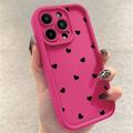 iPhone 12 Pro stødsikkert TPU-cover med hjertemønster og forhøjede kanter - Hot Pink