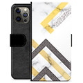 iPhone 12 Pro Max Premium Flip Cover med Pung - Abstrakt Marmor