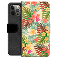 iPhone 12 Pro Max Premium Flip Cover med Pung - Lyserøde Blomster