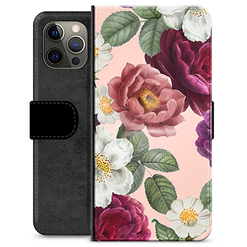 iPhone 12 Pro Max Premium Flip Cover med Pung - Romantiske Blomster