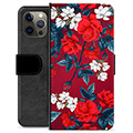 iPhone 12 Pro Max Premium Flip Cover med Pung - Vintage Blomster