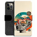 iPhone 12 Pro Max Premium Flip Cover med Pung - Abstrakt Collage