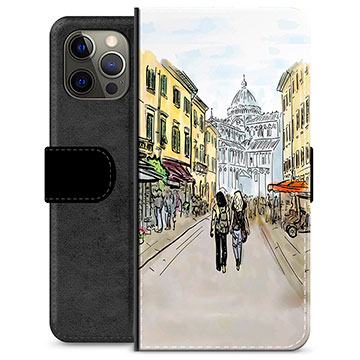 iPhone 12 Pro Max Premium Flip Cover med Pung - Italiensk Gade