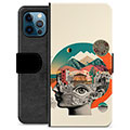 iPhone 12 Pro Premium Flip Cover med Pung - Abstrakt Collage