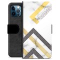 iPhone 12 Pro Premium Flip Cover med Pung - Abstrakt Marmor