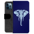 iPhone 12 Pro Premium Flip Cover med Pung - Elefant