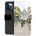 iPhone 12 Pro Premium Flip Cover med Pung - Italiensk Gade