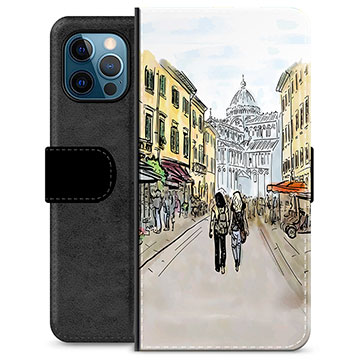 iPhone 12 Pro Premium Flip Cover med Pung - Italiensk Gade
