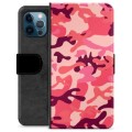 iPhone 12 Pro Premium Flip Cover med Pung - Pink Camouflage