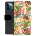 iPhone 12 Pro Premium Flip Cover med Pung - Lyserøde Blomster