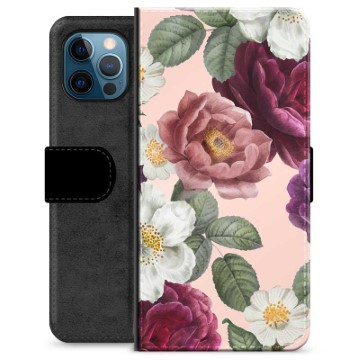 iPhone 12 Pro Premium Flip Cover med Pung - Romantiske Blomster