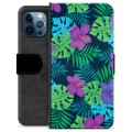 iPhone 12 Pro Premium Flip Cover med Pung - Tropiske Blomster