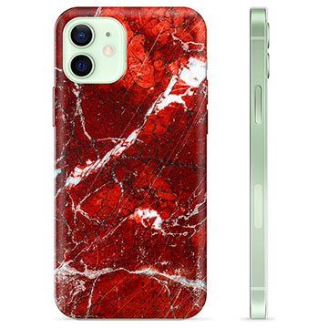 iPhone 12 TPU Cover - Rød Marmor
