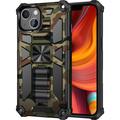 iPhone 13 Camouflagedesign Hybrid Cover med Støttefod - Army Grøn