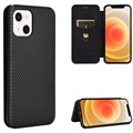 iPhone 13 Flip Cover - Karbonfiber - Sort