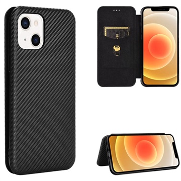 iPhone 13 Flip Cover - Karbonfiber - Sort