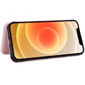 iPhone 13 Flip Cover - Karbonfiber - Rødguld
