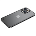 iPhone 13 Metal Bumper med Hærdet Glas til Bagsiden - Sort