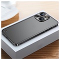 iPhone 13 Mini Metal Bumper med Hærdet Glas til Bagsiden - Sort