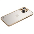 iPhone 13 Mini Metal Bumper med Hærdet Glas til Bagsiden - Guld