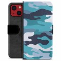 iPhone 13 Mini Premium Flip Cover med Pung - Blå Camouflage