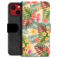 iPhone 13 Mini Premium Flip Cover med Pung - Lyserøde Blomster