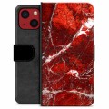 iPhone 13 Mini Premium Flip Cover med Pung - Rød Marmor