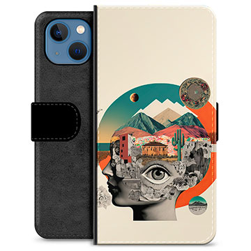 iPhone 13 Premium Flip Cover med Pung - Abstrakt Collage