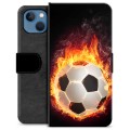 iPhone 13 Premium Flip Cover med Pung - Fodbold Flamme