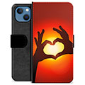 iPhone 13 Premium Flip Cover med Pung - Hjertesilhuet