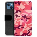 iPhone 13 Premium Flip Cover med Pung - Pink Camouflage