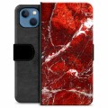 iPhone 13 Premium Flip Cover med Pung - Rød Marmor