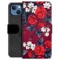iPhone 13 Premium Flip Cover med Pung - Vintage Blomster