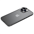 iPhone 13 Pro Max Metal Bumper med Panserglas til Bagsiden - Sort