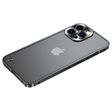 iPhone 13 Pro Max Metal Bumper med Plastik til Bagsiden - Sort