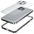 iPhone 13 Pro Max Metal Bumper med Plastik til Bagsiden - Sort