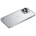 iPhone 13 Pro Max Metal Bumper med Plastik til Bagsiden  - Sølv