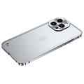 iPhone 13 Pro Max Metal Bumper med Plastik til Bagsiden - Sølv
