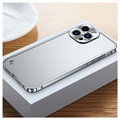 iPhone 13 Pro Max Metal Bumper med Plastik til Bagsiden  - Sølv
