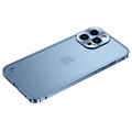 iPhone 13 Pro Metal Bumper med Panserglas til Bagsiden - Blå