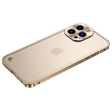 iPhone 13 Pro Metal Bumper med Plastik Bagsiden - Guld