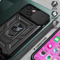iPhone 13 Roterende Ring Hybrid Cover med Kameraskjold - Sort