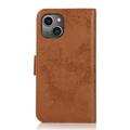 iPhone 13 Vintage 2-i-1-pungetui med aftageligt låg - brun