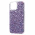 iPhone 14 Glitter Flakes TPU Cover - Lilla