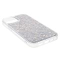 iPhone 14 Glitter Flakes TPU Cover - Sølv