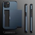 iPhone 14 Hybrid Cover med Glidende Kortslot - Mørkeblå