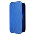 iPhone 14 Plus Flip Cover - Karbonfiber - Blå
