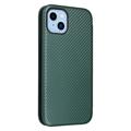 iPhone 14 Plus Flip Cover - Karbonfiber - Grøn