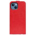 iPhone 14 Plus Vertikal Flip Taske med Kortholder - Rød