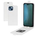 iPhone 14 Plus Vertikal Flip Taske med Kortholder - Hvid